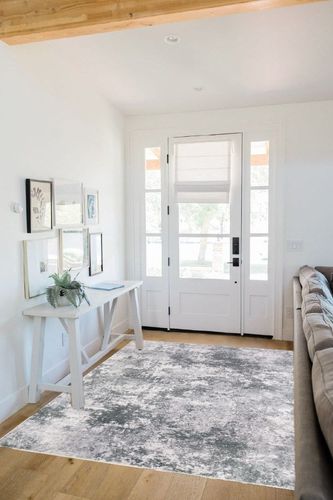 Area Rug Living Room : 5x7 Indoor Soft Fluffy Abstract Carpet for Bedroom Kitchen Dining Room Floor Washable Plush Throw Large Accent Rug Home Office Nursery Decor - Gray in White Scandinavian Entryway