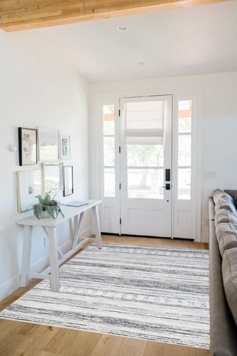 Area Rug Living Room Rugs - 5x7 Washable Large Soft Neutral Boho Moroccan Bohemian Farmhouse Rug Indoor Floor Carpet for Bedroom Under Dining Table Home Office Decor - Grey in White Scandinavian Entryway