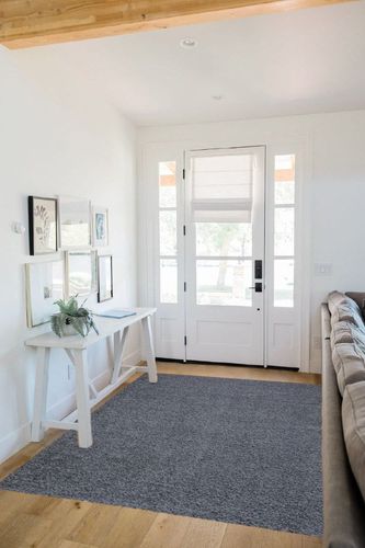 Plush Soft Shag Design Non-Slip Rubberback 5x7 Indoor Area Rug for Bedroom, Living Room, Dining Room, Office, 5'3" x 6'11", FFR Grey in White Scandinavian Entryway