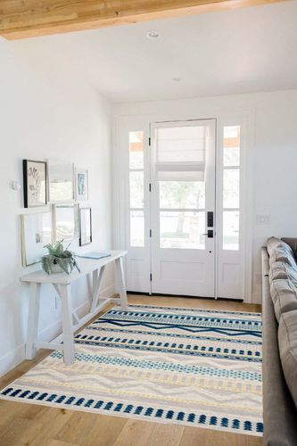 Rugshop Sky Collection Contemporary Bohemian Design Area Rug 5' x 7' Blue in White Scandinavian Entryway