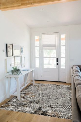 Hauteloom Dillingham Living Room, Bedroom Area Rug - Bohemian/Global - Black,Light Gray,White - 5'3" x 7'3" in White Scandinavian Entryway