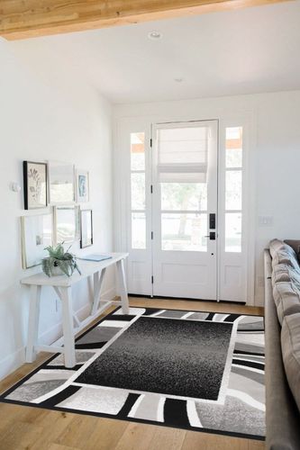 Home Dynamix Lyndhurst Rotana Modern Area Rug, Contemporary Black/Gray 5'2"x7'4" in White Scandinavian Entryway