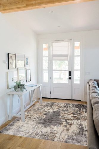 LUXE WEAVERS Euston Gray 5 x 7 Abstract Modern Area Rug in White Scandinavian Entryway