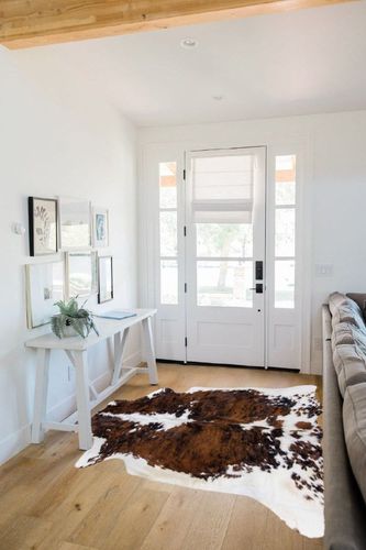 rodeo Genuine Cowhide Rug Large Real Cow Hide Western decortion Cow Rug for Bedroom Living Room Natrual Cow Print Rug for Western Wall Decor Texas Rug 5x7 Feet(150cmx 210cm) TC5X7 in White Scandinavian Entryway