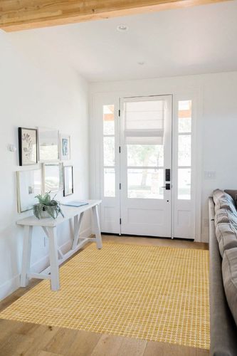 Nourison Positano Indoor/Outdoor Yellow 5' x 7' Area Rug, Easy Cleaning, Non Shedding, Bed Room, Living Room, Dining Room, Backyard, Deck, Patio (5x7) in White Scandinavian Entryway