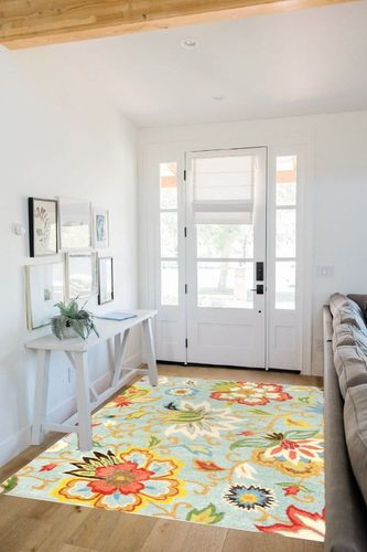 Lahome Machine Washable Floral Living Room Rug - 5x7 Area Rugs for Bedroom Non-Slip Large Low-Plie Kitchen Rug Soft Throw Nursery Kids Room Rug Distressed Indoor Carpet for Dining Room Entryway Office in White Scandinavian Entryway