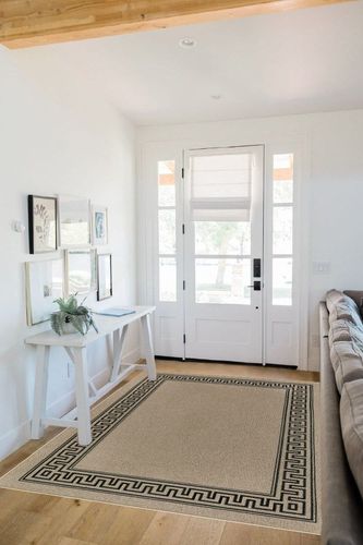 Wonnitar Modern Bordered Easy Jute 5x7 Area Rug,Washable Jute Rugs for Living Room,Non-Slip Indoor Outdoor Throw Mat Farmhouse Black Non-Shedding Floor Carpet for Dining Mud Room Kitchen in White Scandinavian Entryway