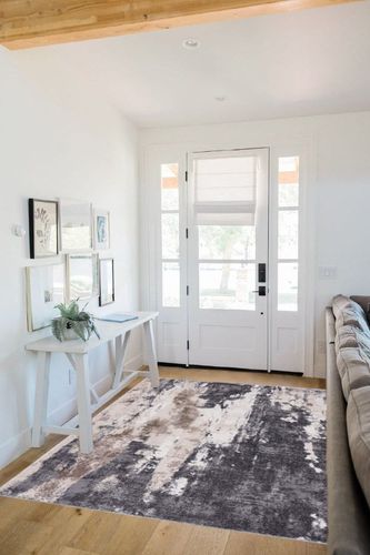 LUXE WEAVERS Euston Gray 5 x 7 Abstract Modern Area Rug in White Scandinavian Entryway