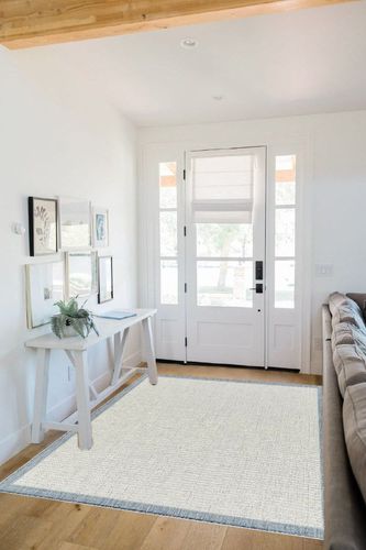 Mark&Day Outdoor Rugs, 5x7 Mber Global Navy/Ivory Indoor/Outdoor Area Rug, Blue Ivory Carpet for Patio, Porch, Deck, Bedroom, Living Room or Kitchen (5'3" x 7') in White Scandinavian Entryway