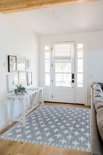 Mark&Day Outdoor Rugs, 5x7 Thornhill Modern Navy Indoor/Outdoor Area Rug, Blue Black Carpet for Patio, Porch, Deck, Bedroom, Living Room or Kitchen (5'3" x 7') in White Scandinavian Entryway