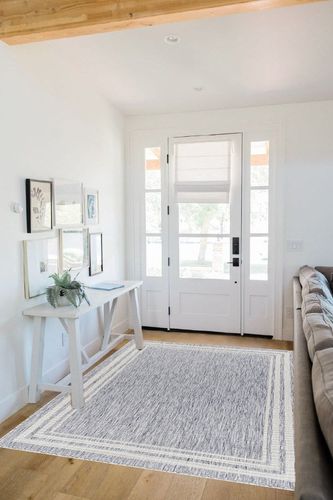 Mark&Day Outdoor Rugs, 5x7 Agency Cottage Denim Indoor/Outdoor Area Rug, Blue Ivory Carpet for Patio, Porch, Deck, Bedroom, Living Room or Kitchen (5'3" x 7') in White Scandinavian Entryway