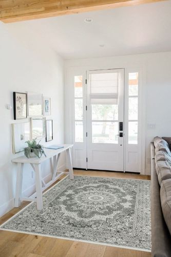5x7 Area Rugs for Living Room: Machine Washable Rug with Non-Slip Backing Non-Shedding Stain Resistant, Boho Carpet for Bedroom Dining Room Nursery Home Office Indoor Decor (Gray) in White Scandinavian Entryway
