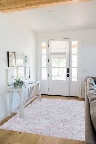 Well Woven Miraculous Ladybug Paris Streets White 5' x 7' Ivory Pink Area Rug in White Scandinavian Entryway