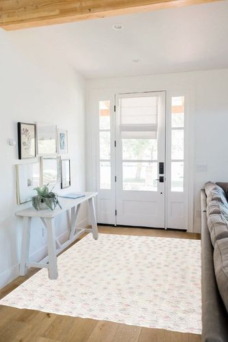 Hauteloom Tilos Dalmatian Living Room Bedroom Nursery Shag Area Rug - Shaggy Carpet - Dot Pattern - High Plush Pile - Pink, Cream, Grey, Beige - 5'3" x 7' in White Scandinavian Entryway