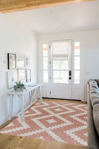 Mark&Day Outdoor Rugs, 5x7 Squaw Modern Dark Coral/Off-White Indoor/Outdoor Area Rug, Pink Off-White Carpet for Patio, Porch, Deck, Bedroom, Living Room or Kitchen (5'3" x 7') in White Scandinavian Entryway