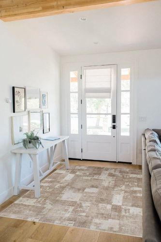Area Rug Living Room Rugs: 5x7 Indoor Soft Small Low Pile Carpet Abstract Decor Large Washable for Bedroom Dining Room Under Kitchen Table Home Office - Beige/Ivory in White Scandinavian Entryway
