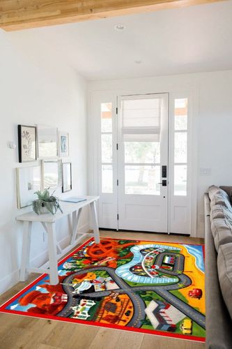 Gertmenian Kids Playroom & Game Room Carpet | Disney Pixar Cars 3 Childrens Rug | Kids Novelty Home Decor, Perfect Area Carpet for Boys & Girls Playroom, Bedroom | 54x78 Large, Red in White Scandinavian Entryway