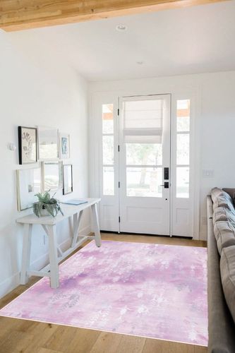 SAFAVIEH Machine Washable Slip Resistant Collection 5' x 7' Light Purple/Pink Inspired by Disney's Frozen II - Spirit Kids Bedroom Nursery Playroom Area Rug in White Scandinavian Entryway