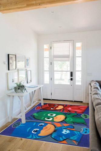Gertmenian Disney PJ Masks Rug Boys Girls Childrens Bedroom Decor Kids Home Play Room Mat Bedding Area Carpet, 54x78 Large, Navy Blue, 47256 in White Scandinavian Entryway