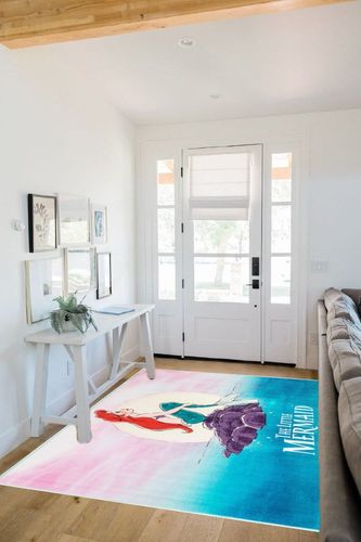 Gertmenian Kids Playroom & Game Room Carpet | Disney Princess The Little Mermaid Ariel Childrens Rug | Kids Novelty Home Decor, Area Rug for Girls Playroom, Bedroom | 54x78 Large, Pink/Blue, 47261 in White Scandinavian Entryway