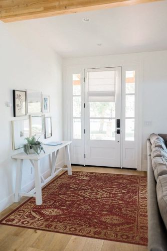 Maples Rugs Georgina Traditional Area Rugs for Living Room & Bedroom [Made in USA], 5 x 7, Red/Gold in White Scandinavian Entryway