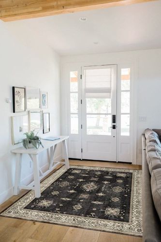 RUGGABLE – Verena Dark Wood – Machine Washable Area Rug – Pet & Child Friendly – Stain & Water Resistant – Non-Slip – 5'x7' in White Scandinavian Entryway