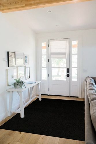 Furnish my Place Modern Indoor/Outdoor Commercial Solid Color Rug - Black, 5' x 7', Pet and Kids Friendly Rug. Made in USA, Rectangle, Area Rugs Great for Kids, Pets, Event, Wedding in White Scandinavian Entryway