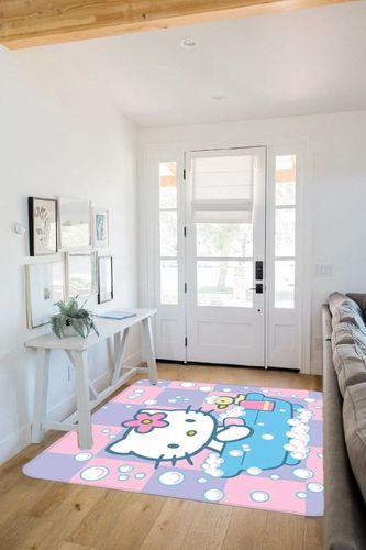 Dreuingb 4Pcs Cartoon Shower Curtain Set Non-Slip Soft Rugs Toilet Cover Shower Curtains Set with Waterproof Shower Curtain and 12 Hooks 72x65 Inch in White Scandinavian Entryway