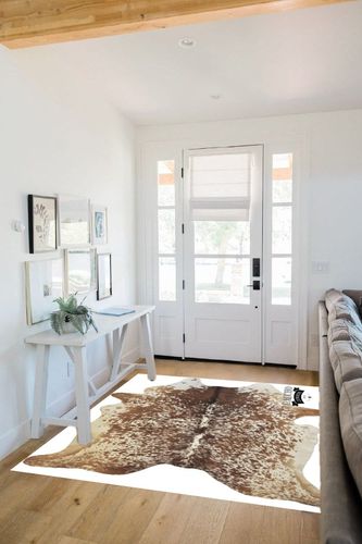 Gaucho Cowhides Natural Snowie Brown and White in White Scandinavian Entryway
