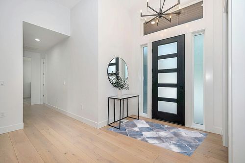 FINOREN Minimalist Area Rug,Blue Gray Block Soft Non-Slip Rug for Bedroom Living Room Hallway Dining Room Home Entrance,Washable Low Pile Floor Decor,Child Pet Friendly,Blue-Gray,4x6 Feet in Modern White Entryway