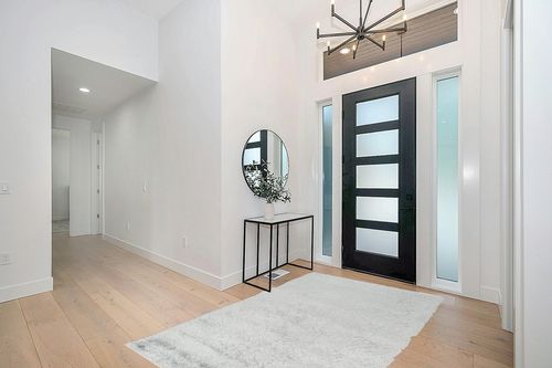Paris Shag Collection 5' x 8' Sage in Modern White Entryway