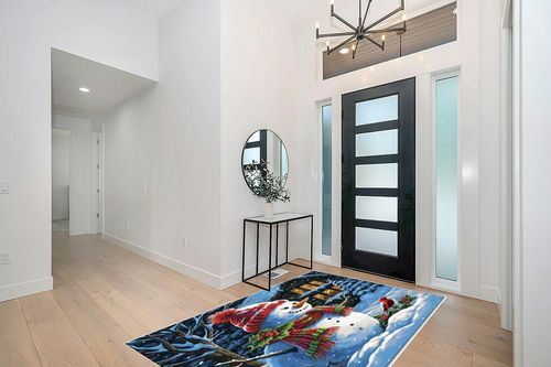 OComster Christmas Rectangle Shape Large Area Rugs - 5 x 8 Feet Xmas Snowman Red Bird Snowfield Farmhouse Winter - (Non-Woven + Rubber) Low File Floor Mat in Modern White Entryway
