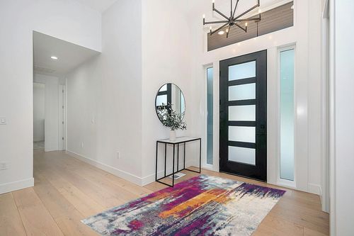 RUG BRANCH Savannah Abstract Mid-Century Modern Purple Orange Indoor Area Rug for Living Room, Bedroom, Dining Room, and Kitchen - 5' x 7' (5'3" X 7'7") in Modern White Entryway