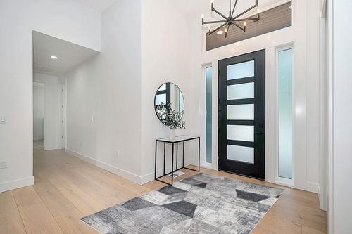 5x7 Contemporary are Rug in Grey - Blue for Living Room and Bedroom: Modern, Geometric Design, Non-Slip, Washable, Perfect for Dining Room, Big and Stylish Home Carpet, Ideal for Any Space in Modern White Entryway