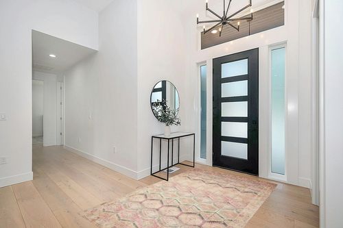 Loloi II Layla Collection LAY-17 Pink/Lagoon, Traditional 5'-0" x 7'-6" Area Rug in Modern White Entryway