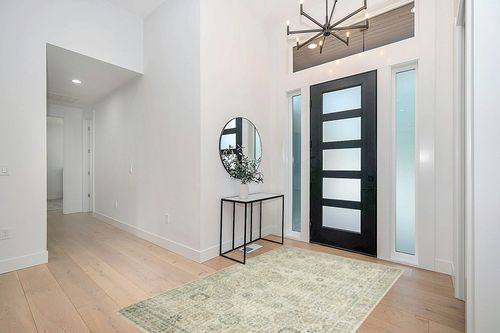 Loloi II Skye Collection SKY-14 NATURAL / SAGE, Traditional 5'-0" x 7'-6" Area Rug in Modern White Entryway