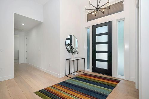 Mohawk Home Rainbow Stripe 5' x 8' Area Rug - Multicolor - Perfect for Living Room, Dining Room, Office in Modern White Entryway