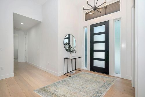 Loloi x Magnolia Home by Joanna Gaines Millie MIE-04 Collection Area Rug, Slate / Multi, 5'-3" x 7'-6" in Modern White Entryway