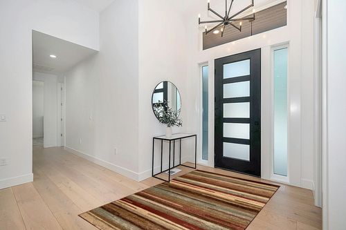 SUPERIOR Indoor Area Rug, Jute Backed Modern Floor Decor for Home Hallway, Living Room, Office, Kitchen, Dining, Bedroom, Abstract Lines, Fulgor Collection, Maroon, 5' x 8' in Modern White Entryway