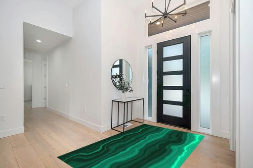 Art Deco Soft Wool Luxury Marble Pattern Emerald Green Area Rug 6x9 Modern Contemporary Abstract Rug for Living Room Bedroom Dining Room Farmhouse Office Floor Carpet Mat in Modern White Entryway