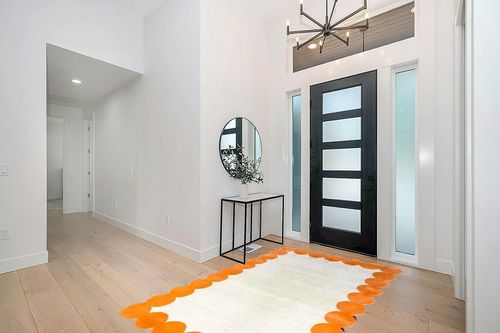 Beige & Orange Irregular Boarder Shape, Modern Handmade Tufted Area Rugs in Beige and Orange Color. in Size 5X8 Feet. in Modern White Entryway