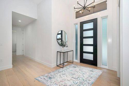 Traditional Persian Rug with Rubber Backing in Modern White Entryway