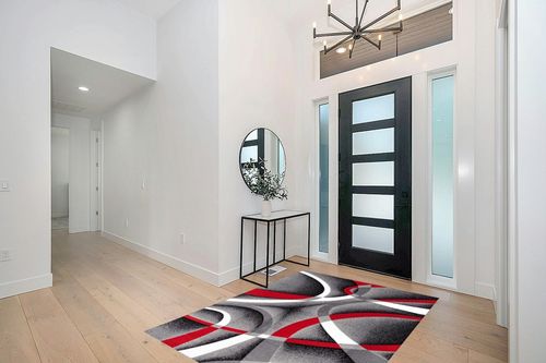 Grey Modern Fade Resistant, Stain Resistant Bedroom, Living Room, Dining Room Area Rug in Modern White Entryway