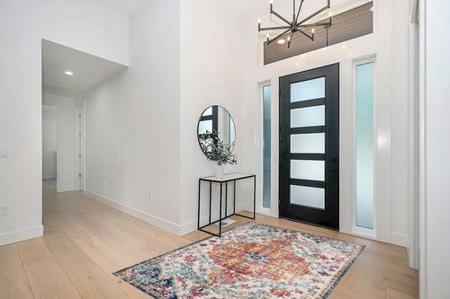 Orange/Navy Traditional  Living Room Area Rug in Modern White Entryway