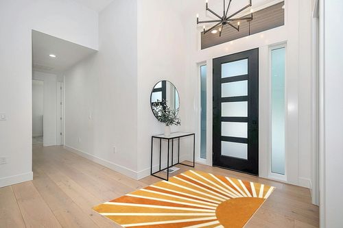 Lahome Sun Print Machine Washable Area Rugs-5x7 for Living Room, Large Non-Slip Boho Kids Nursery Throw Rug Carpet for Bedroom Entryway Dining Room Office Rug Decor (5'x7', Rainbow Sun) in Modern White Entryway