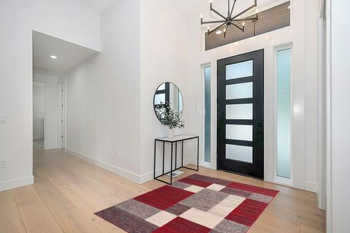Modern Boxes Design Non-Slip (Non-Skid) Area Rug 5 X 7 (5' 3" X 7' 3") Red in Modern White Entryway