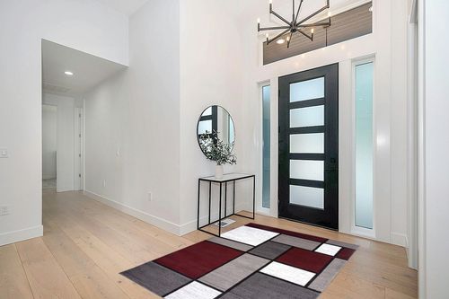 Rugshop Contemporary Modern Boxes Area Rug 5' 3" X 7' 3" Red in Modern White Entryway