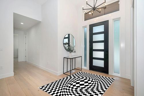 Leenevs Black and White Checkered Rug Room Decor Rug 5 ' x 7 ' Area Rugs Soft Modern Indoor Shaggy Area Rug for Bedroom Livingroom Dorm Kids Room Home Decorative, Non-Slip Plush Fluffy Furry Fur Rugs in Modern White Entryway