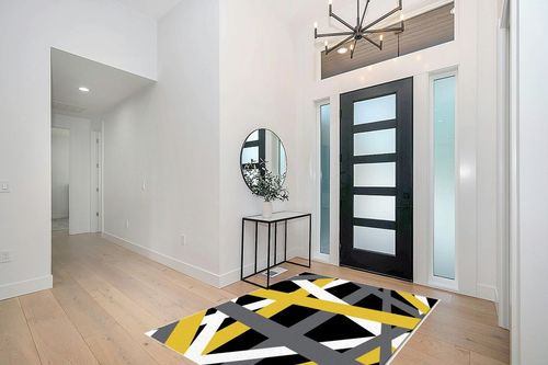 Large Area Rug, Yellow Black Grey Geometric Non-Slip Indoor Accent Area Carpet, Modern White Abstract Art Striped Fluffy Shaggy Runner Rug for Living Room, Bedroom, Kids Room, 5'x 7' in Modern White Entryway