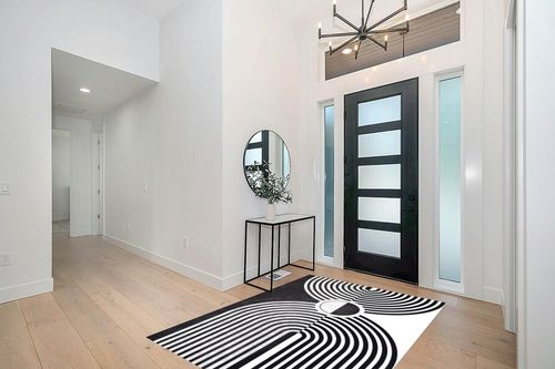 Minimalist Modern Black and White Area Rug 5x7 Mid-Century Arch Art Deco Rugs for Living Room Dining Room Bedroom Soft Thick Faux Wool Home Office Playroom Kitchen Carpet in Modern White Entryway